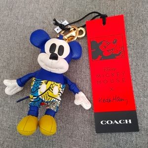 Rare! COACH Disney "Mickey Mouse x Keith Haring" 5" Key Chain Charm